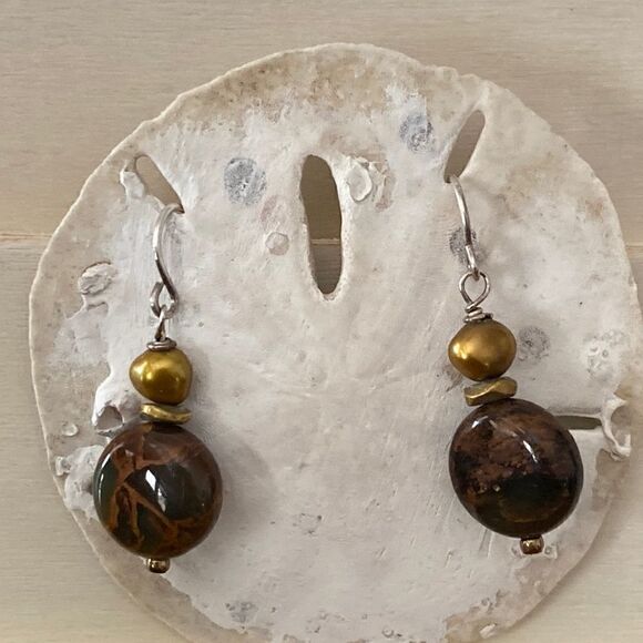 Sterling silver & jasper earrings - Picture 1 of 3